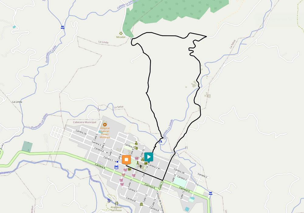 Mapa para subir a los miradores de Cristo Rey y Café Jardín Antioquia.